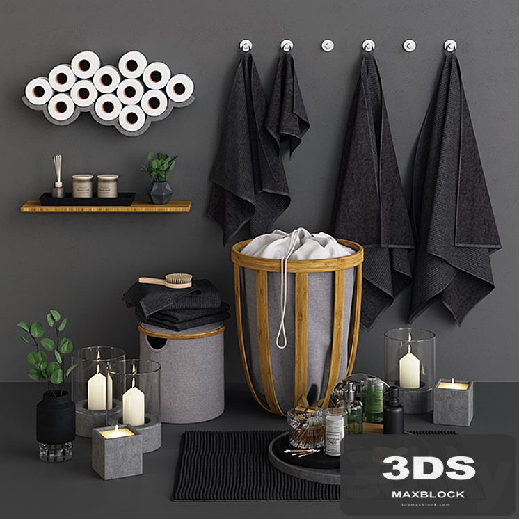 Bamboo & Concrete Bathroom Set