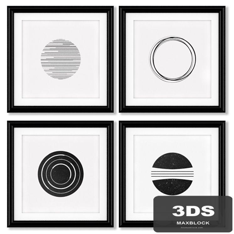 A series of posters with geometric figures.