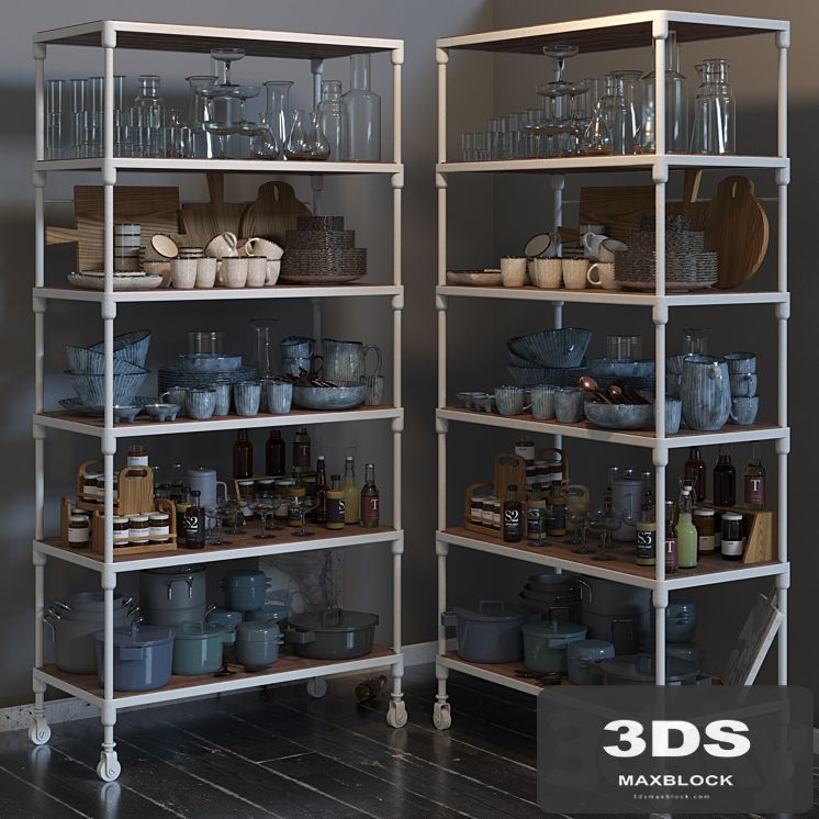 RH DUTCH INDUSTRIAL SINGLE SHELVING and kitchen set