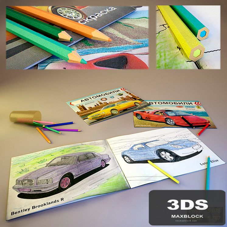 Children set: Coloring and pencils