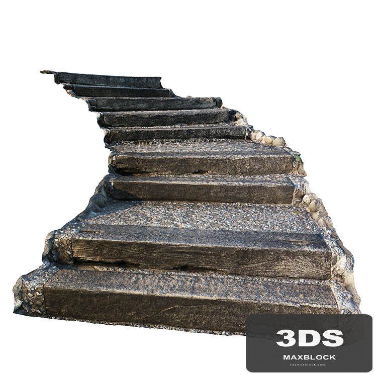 Stairs made of stone and wood for the landscape
