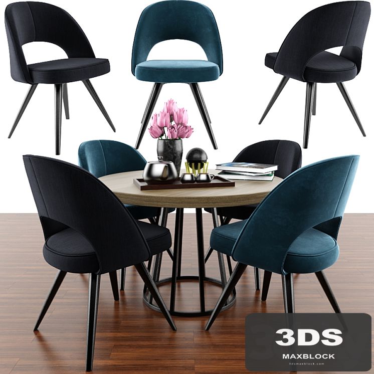Modrest Gloria Modern Blue Chair Set With Parquet