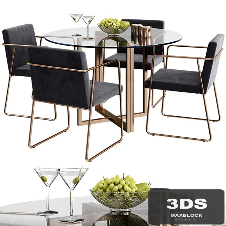 CB2 rouka chair & round dining table