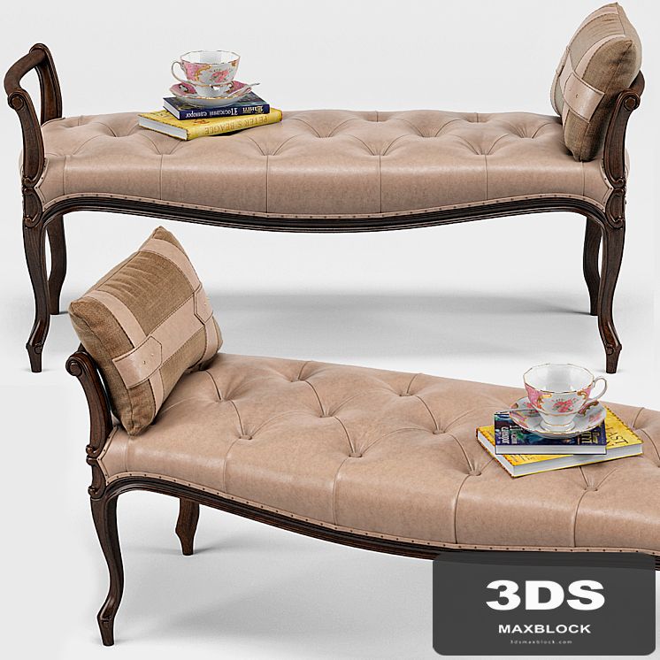 Layla Oak Leather Tufted Bench