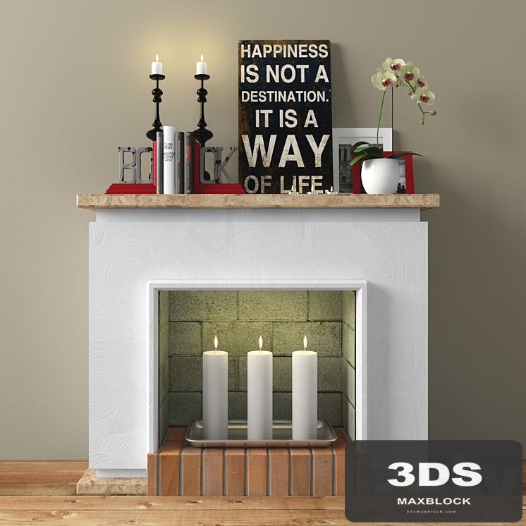 Decorative fireplace with accessories