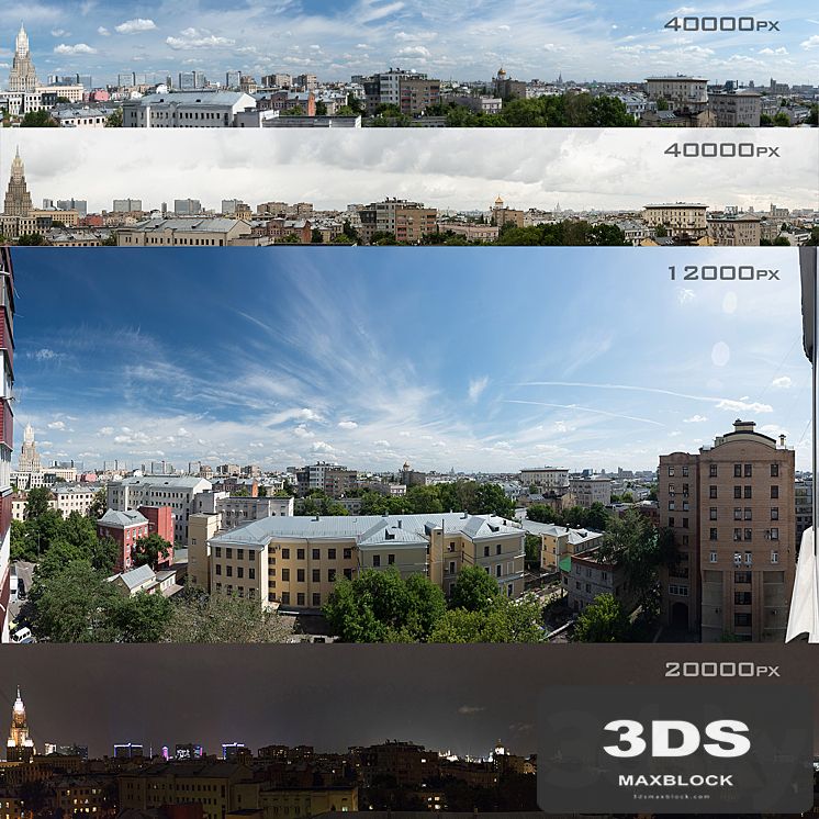 Panoramas of Moscow from the region of Khamovniki. 4 photos