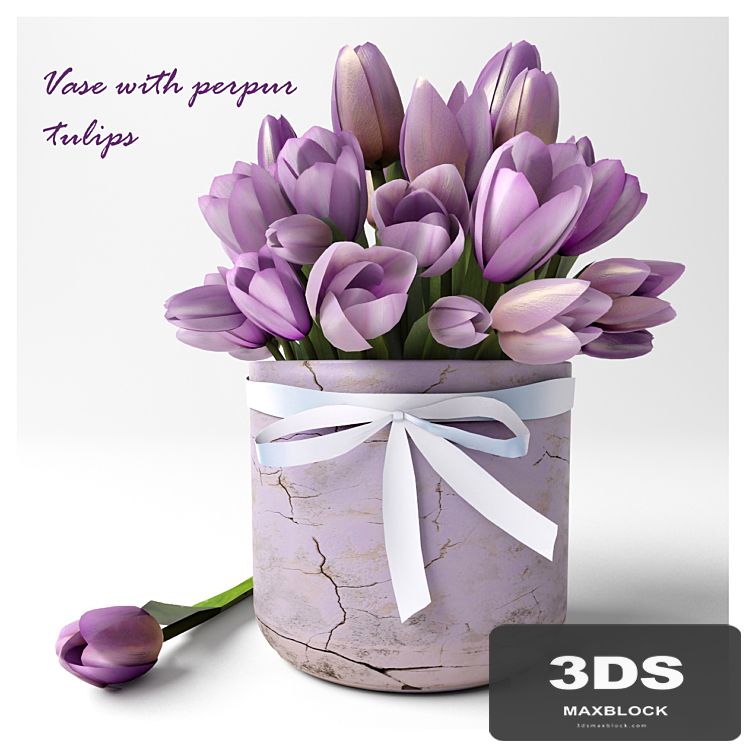 Vase with perpur tulips