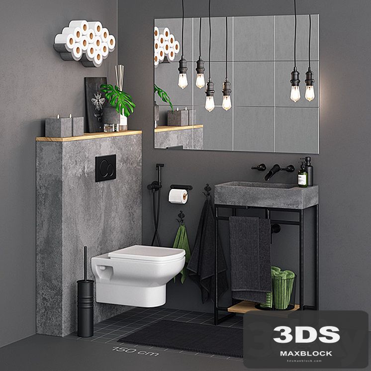 Concrete Toilet Set