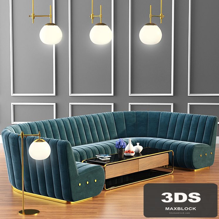 Sophia Long Sofa & Launter Table With Parquet
