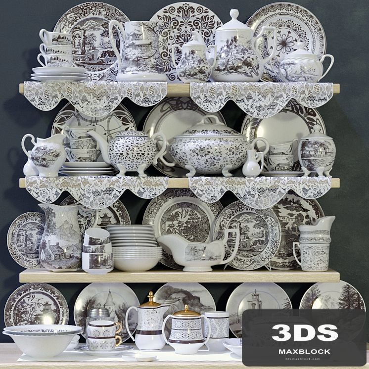 Collection of classic patterned porcelain tableware