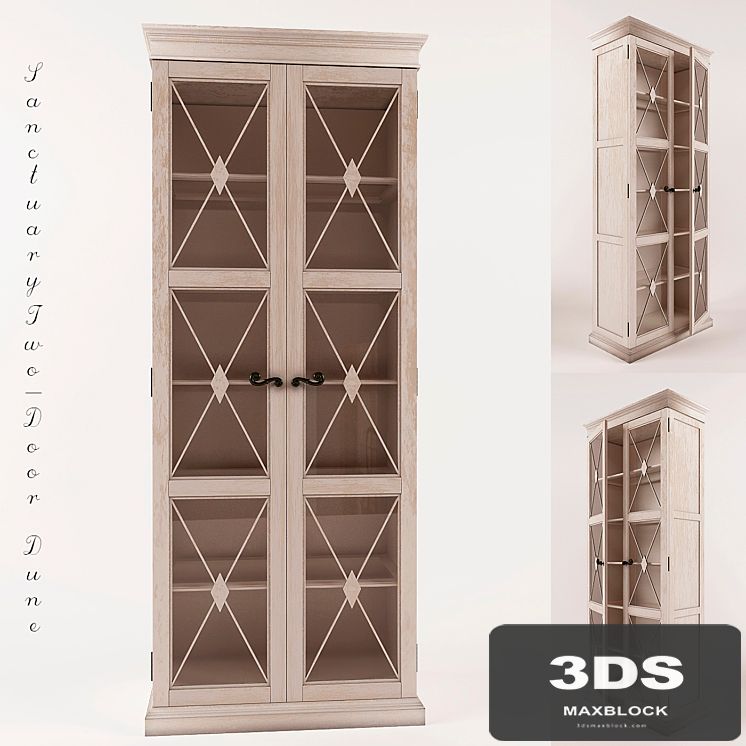 Sanctuary Two-Door Thin Display Cabinet - Dune
