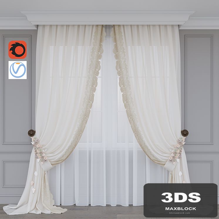 A curtain with flowers