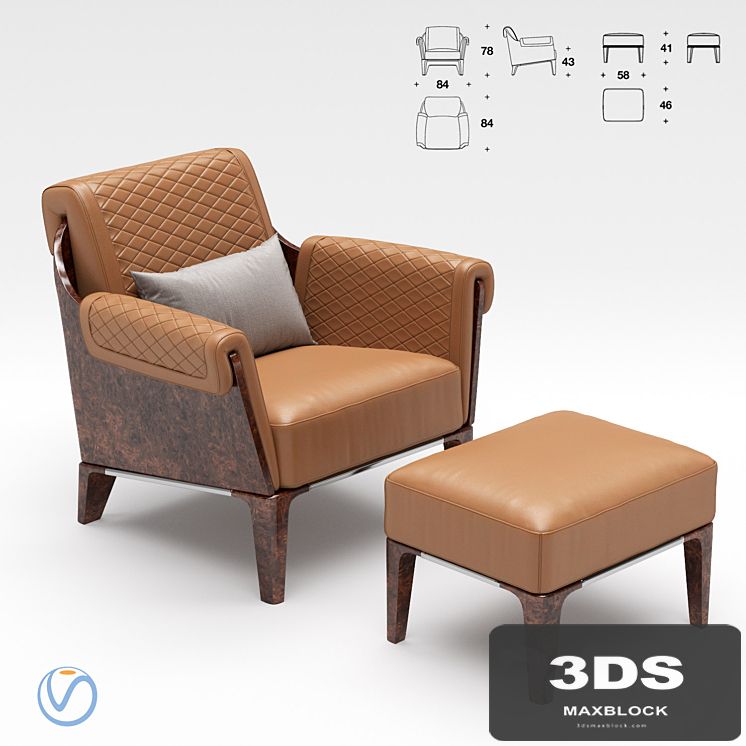 Bentley Home Sherwood ottoman with Armchair
