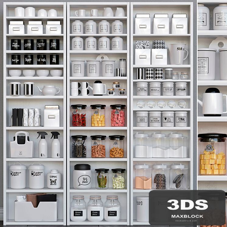 Wardrobe with kitchen accessories. Kitchenware