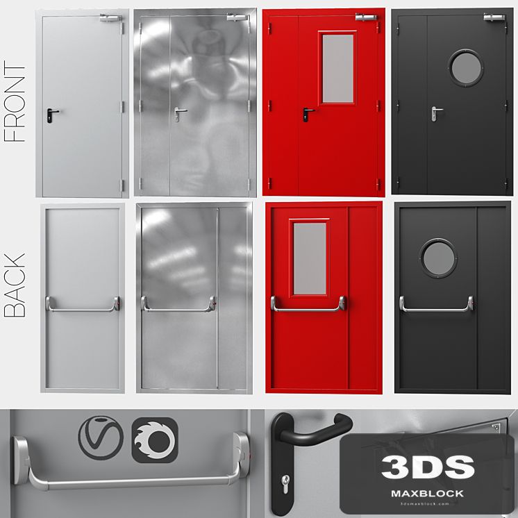 Metal fire doors, 4 colors