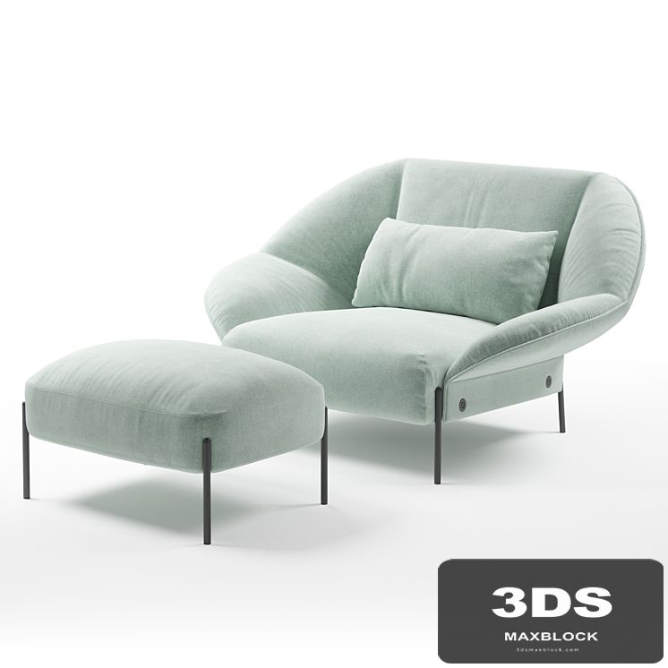 Ligne Roset Paipai armchair, footstool