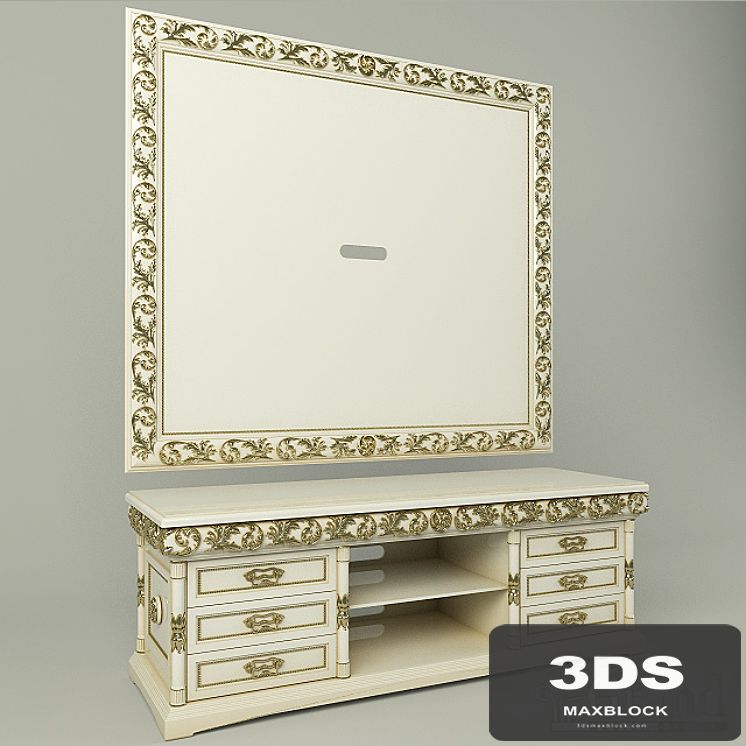 "Jacqueline" panel TV and nightstand, "Grand"