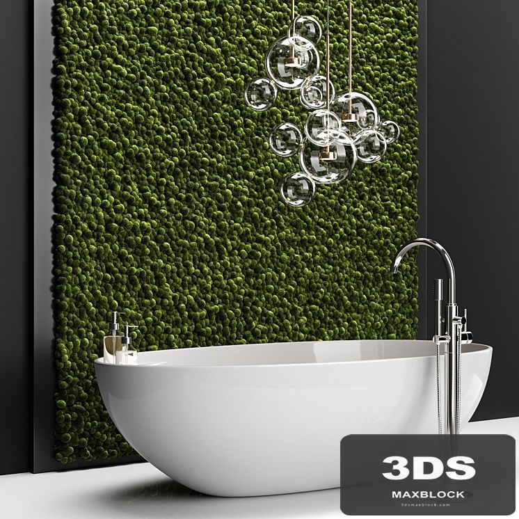 Bathroom set with moss