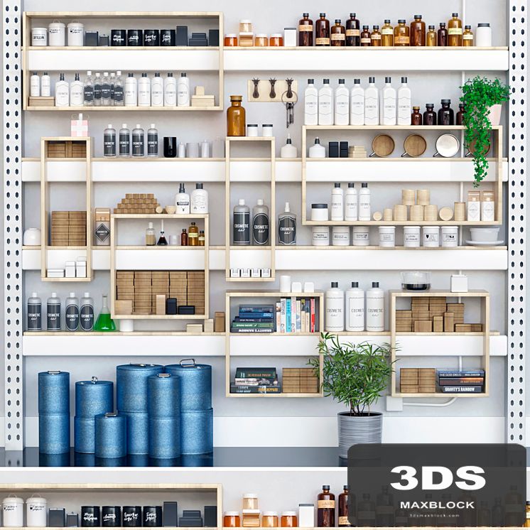 Large cosmetics rack. Beauty salon