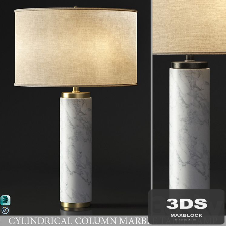 CYLINDRICAL COLUMN MARBLE TABLE LAMP