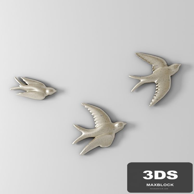 Decor Flying Birds In The Flower Pewter