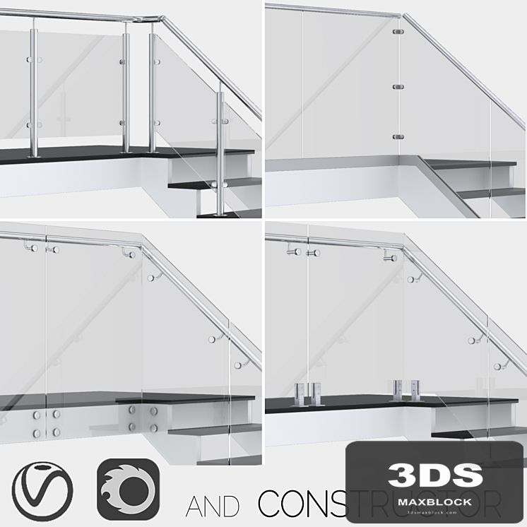 Glass fencing with handrail 4 options