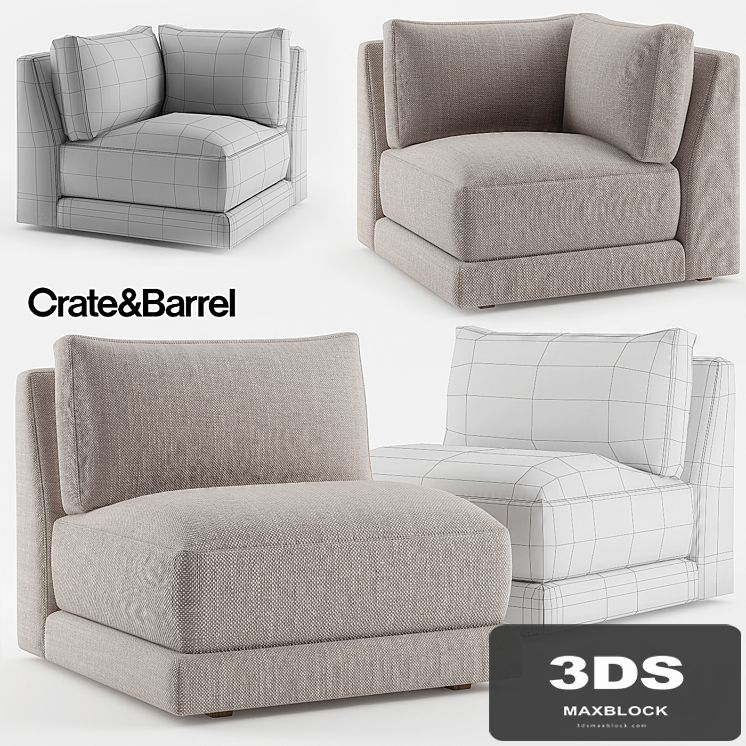 Crate &amp; Barrel Moda Armless Chair + Moda Corner Chair
