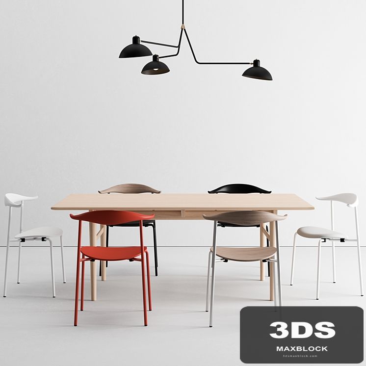 Carl Hansen dining set + Waldorf Triple light