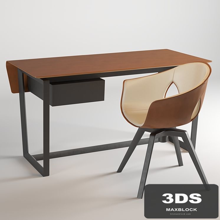 Table + chair Poltrona Frau Ginger Armchair & Fred Table