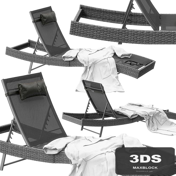 Polyrattan Sonnenliege Delphine grau