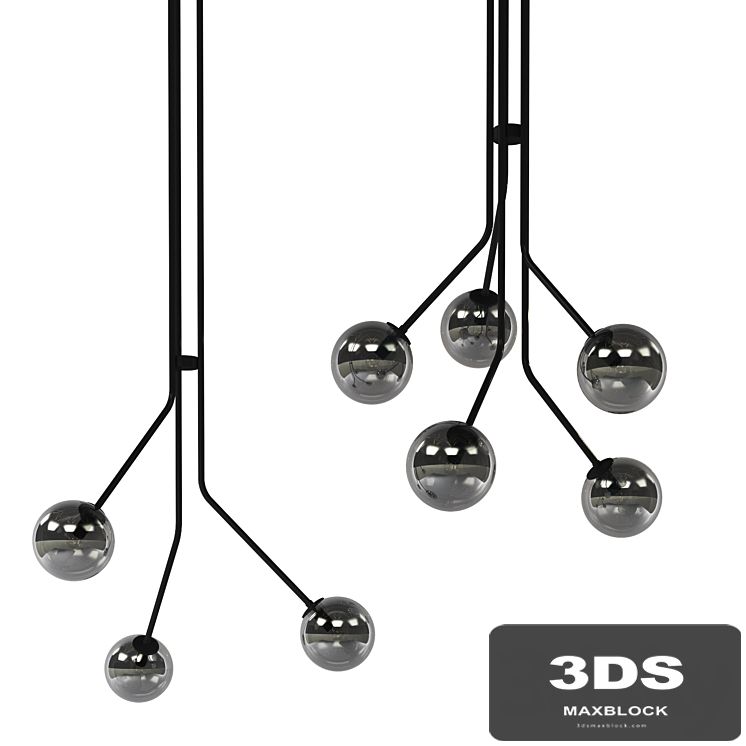 Beacon Lucci Decor Orion 5 and 3 set Light Pendant in Black Smoke