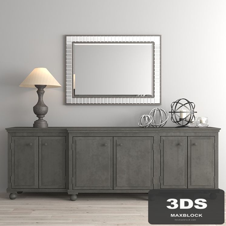 Zinc Media Console with decor