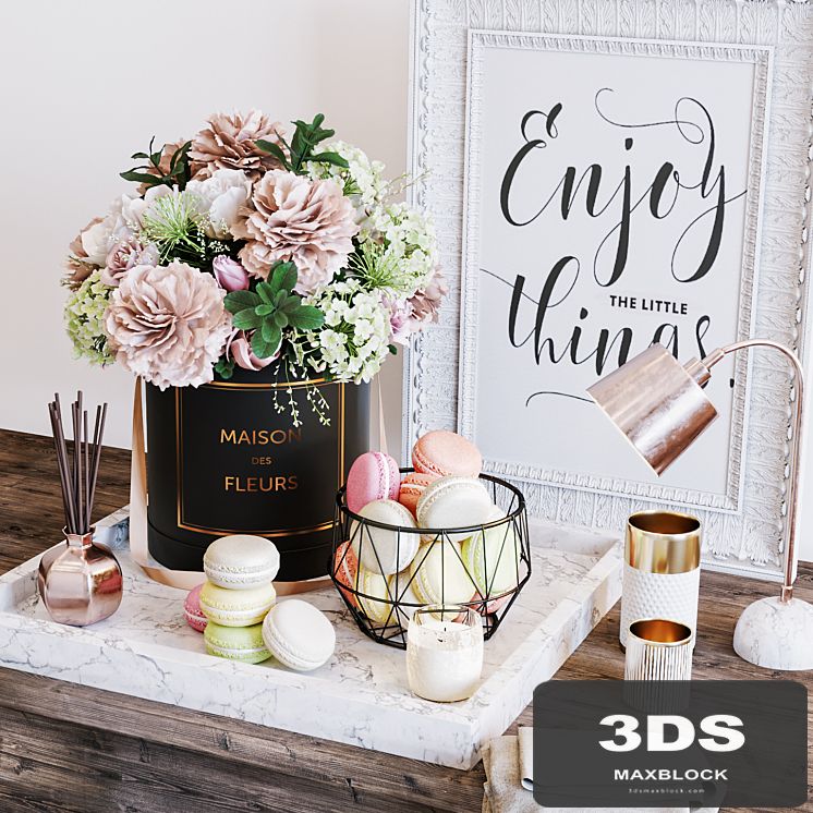 Flowers & macarons decorative set