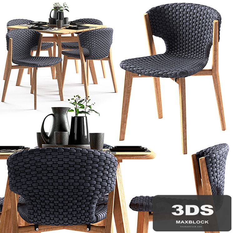 Ethimo Knit dining chair and square table