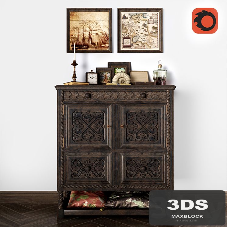 chest of drawers Winter White Antique Cabinet
