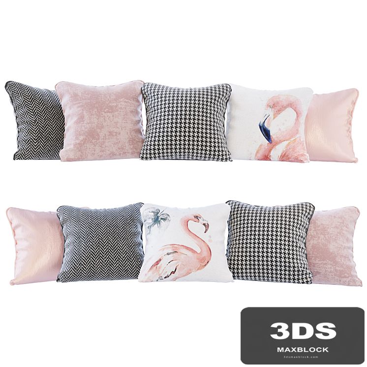 A set of pillows with flamingo 02 prints (Pillows flamingo 02 YOU)