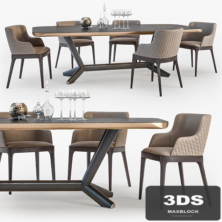 Cattelan Italia Planer table Magda armchair set01
