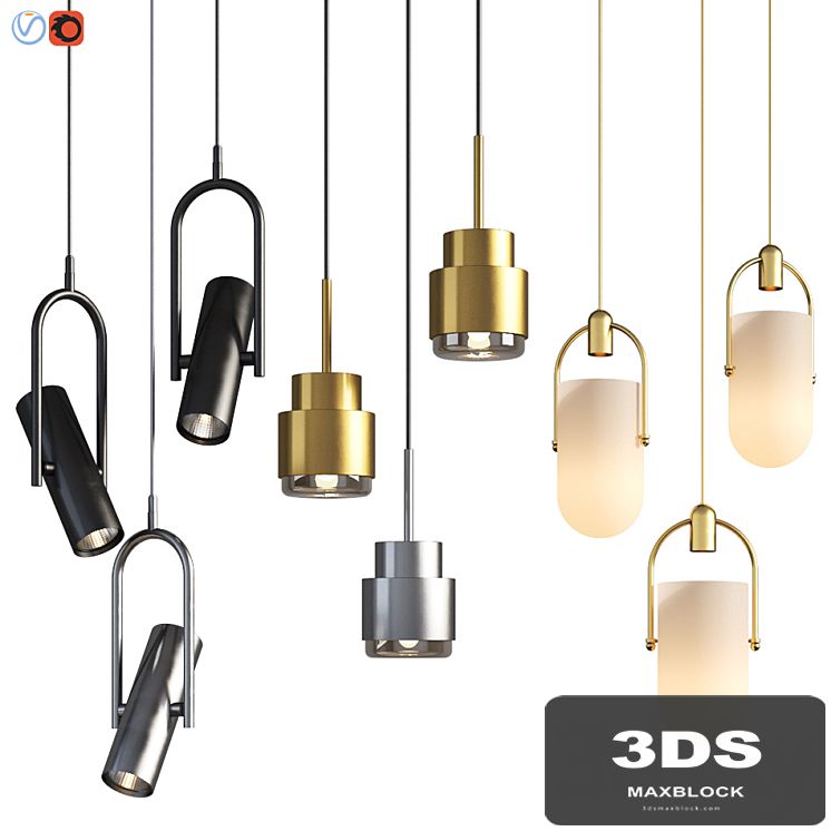 Three Pendant Hanging Light Set 01