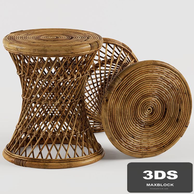 Calero Rattan Round Stool TAN