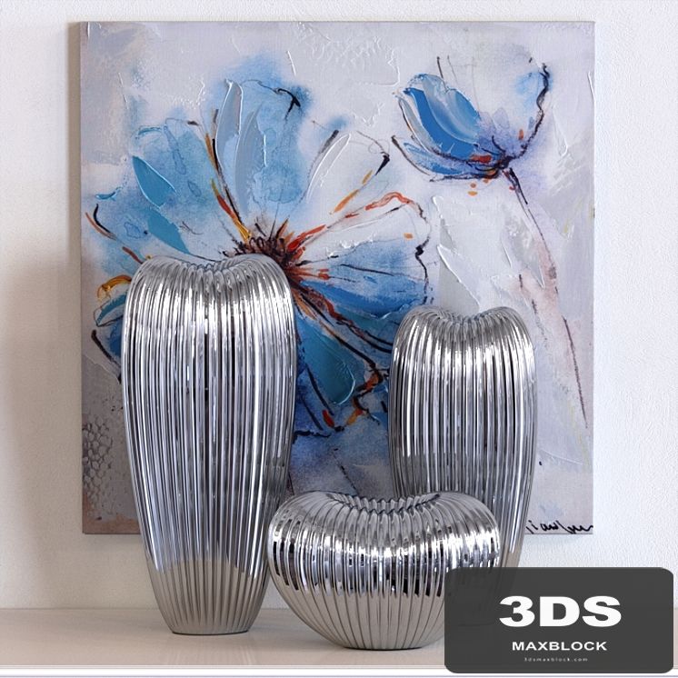 Howard Elliott Ribbed Ceramic Vase