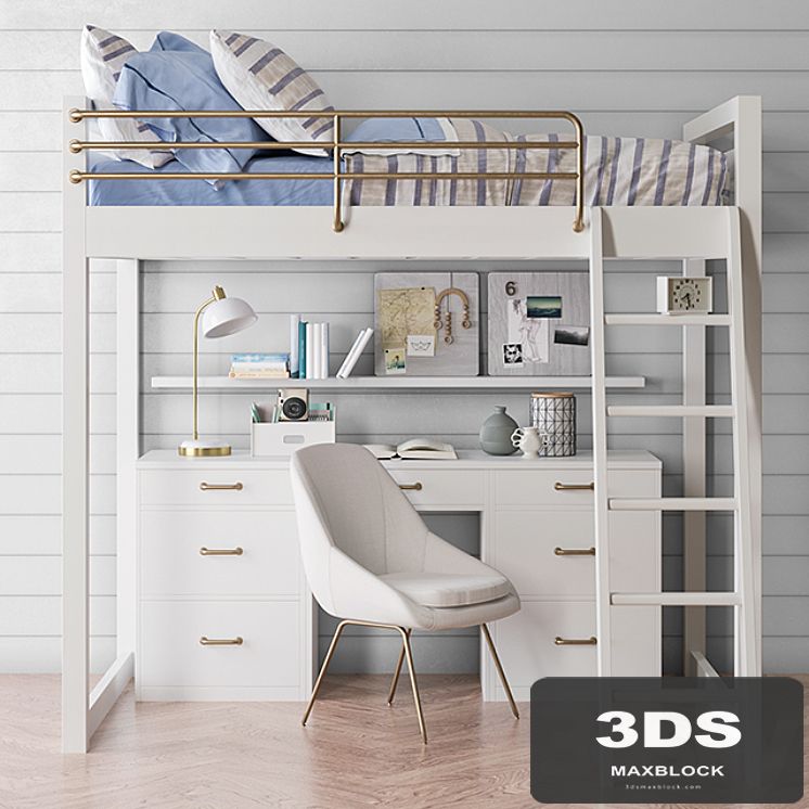 Waverly loft desk bed set from Pottery Barn