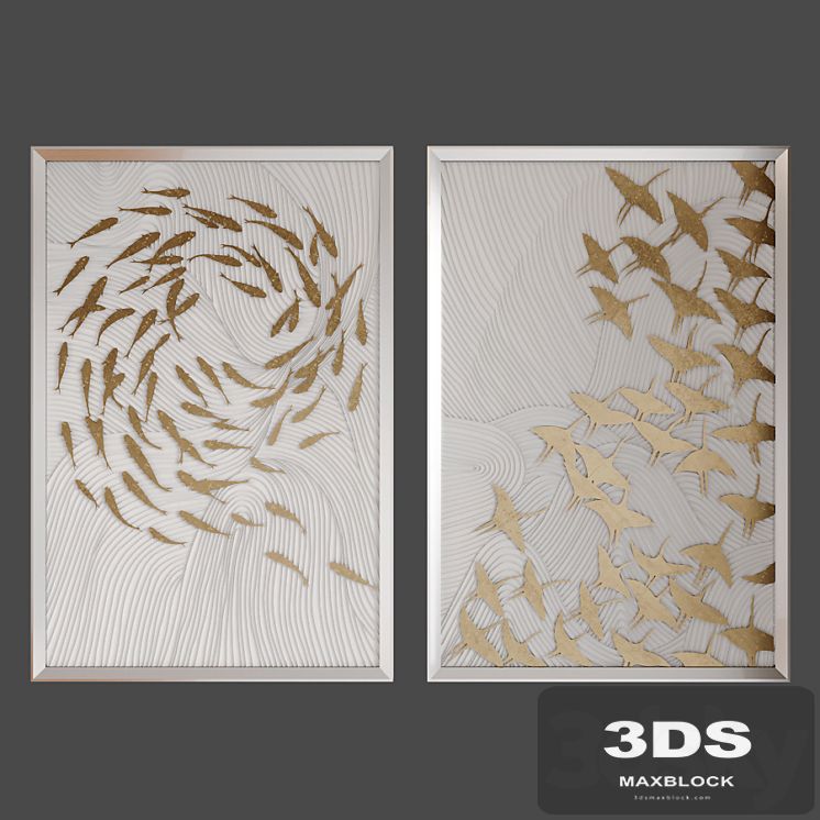 Robat's School of Fish and Robat's Birds in Flight Wall Art John-Richard Collection