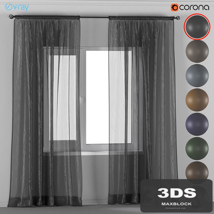 Curtains of tulle in 8 colors.
