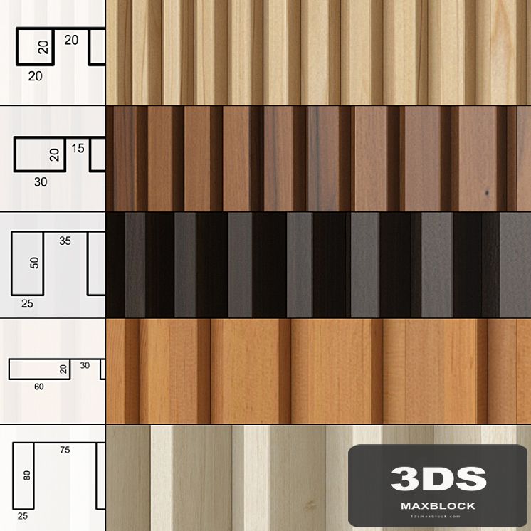A set of panels with slats.