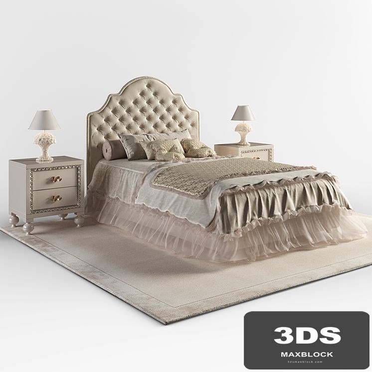 Bed Halley Spenser slim, bedside table ALTAMODA Mimi, lamp Halley Basamento grande love