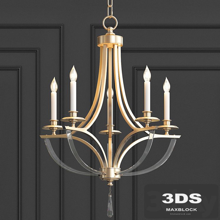Bent 5-Light Crystal Chandelier