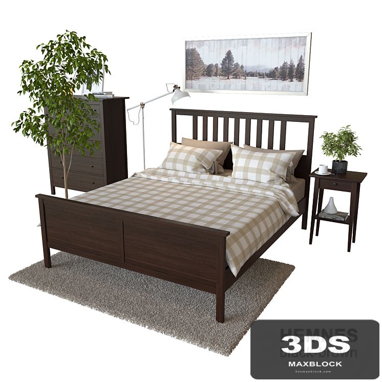 IKEA Bed with decor HEMNES