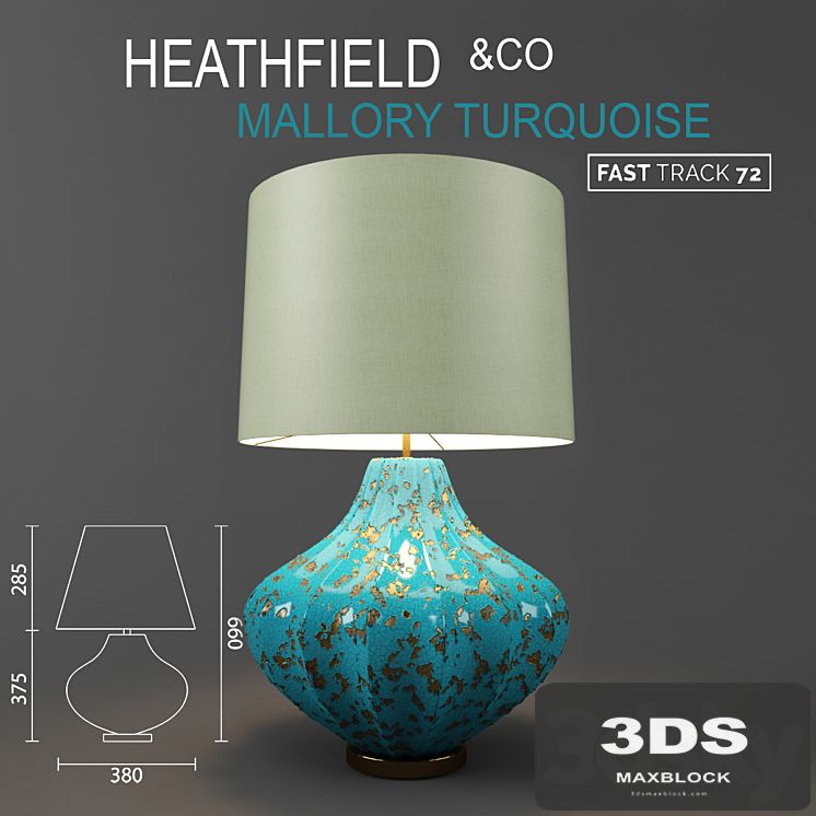 Table lamp HEATHFIELD &amp; Co Mallory Turquoise