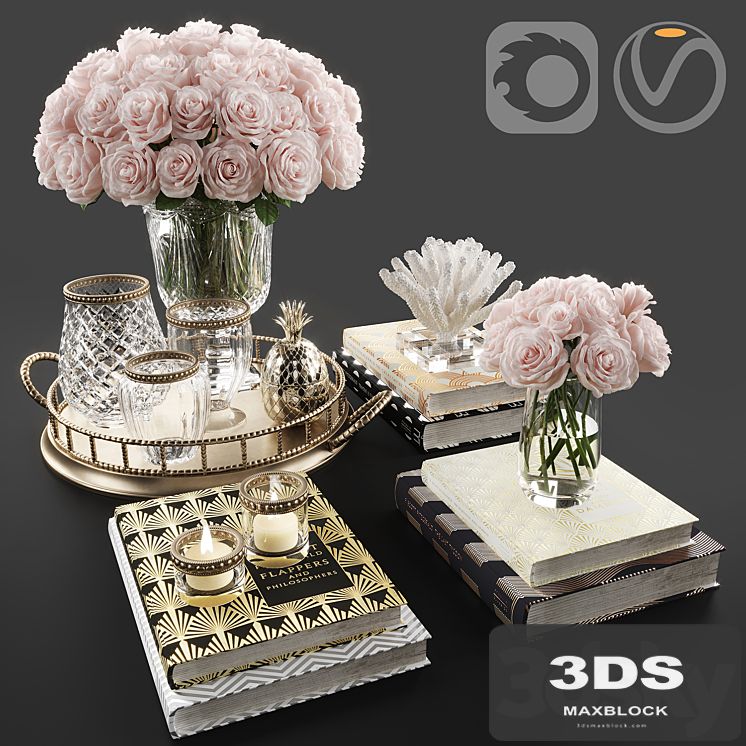 Rose and crystal vase decoration set 11