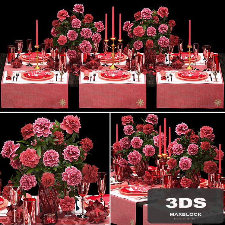Table setting 5. ZARA HOME. appliances, tablecloth, decor, bouquet of flowers, peonies, glass, vase, luxury decor, table decoration, cutlery, candles, stylish, festive, solemn